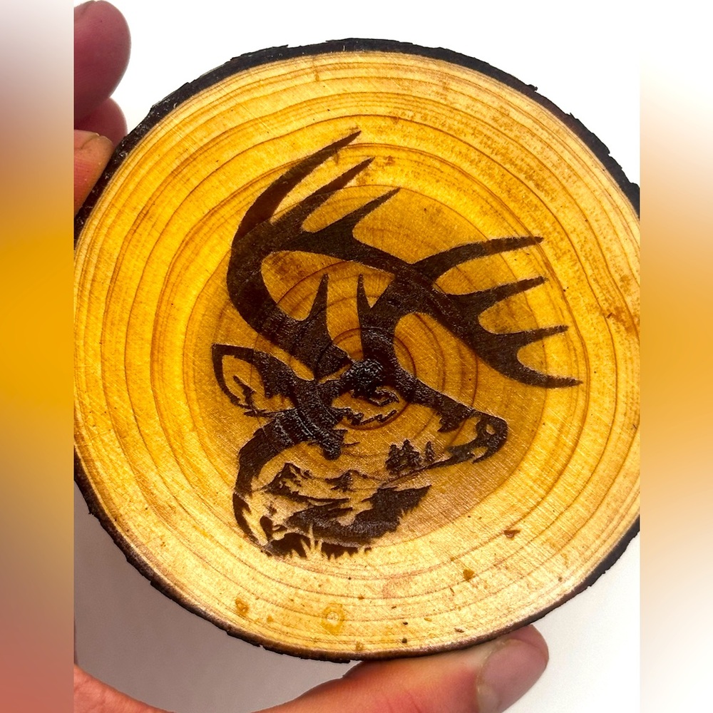 Custom Engraved Deer Wooden Coaster Polyurethaned!
